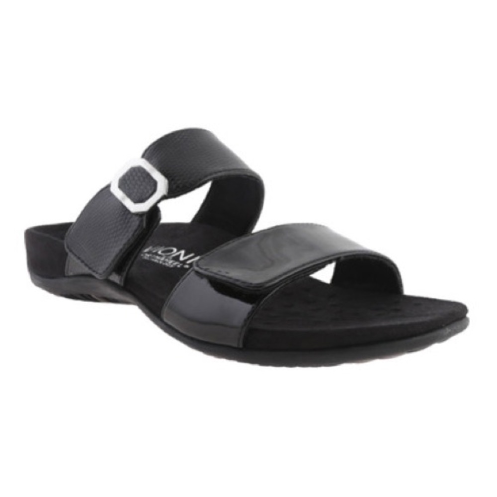 Vionic Women's Camila Slide Sandal Black Patent Size 7